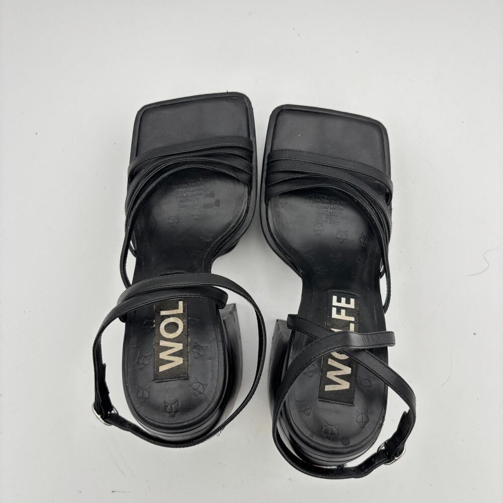 Naked Wolfe Jada Leather Platform Sandals Heels Women's 9 Y2K Brat - Picture 6 of 12